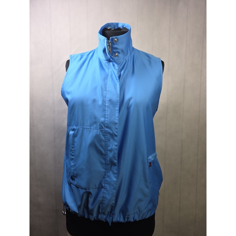 RALPH LAUREN GOLF BLUE POLY DRAWSTRING WAIST WATER REPELLENT VEST WOMENS SZ S